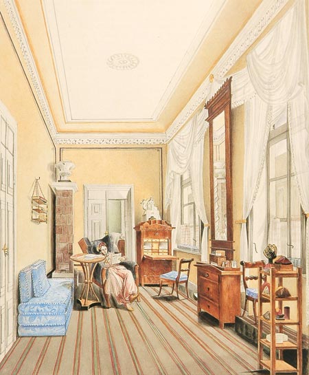 Stephanie von Fahnenberg: Living Room of Alexander von Fahnenberg at Wilhemstrasse 69, Berlin, 1837/1838